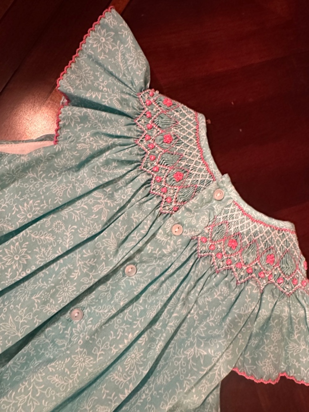 Petit Ami Light Blue Smocked Flutter-Sleeve Dress - Picture 5 of 5
